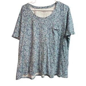J.Jill Sleep Ultra Soft Relaxed Tee Cotton Modal Women's Top XL Floral
